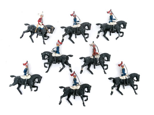 Collection Of Ten Hand-Painted Lead Soldiers Mounted On Horseback