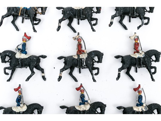 Collection Of Ten Hand-Painted Lead Soldiers Mounted On Horseback