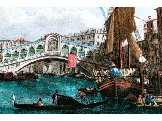 Collection Of Six Italian Hand-colored Lithographs