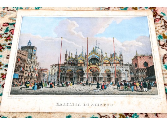Collection Of Six Italian Hand-colored Lithographs