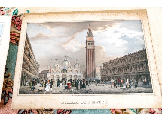 Collection Of Six Italian Hand-colored Lithographs
