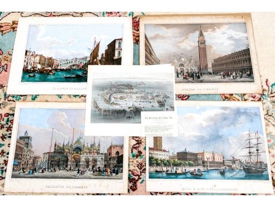 Collection Of Six Italian Hand-colored Lithographs