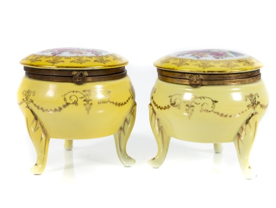 Japanese Limoges Style Porcelain Trinket Boxes 