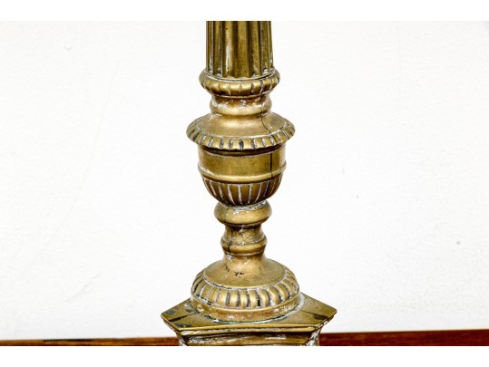 Neoclassical Brass Tiered Five Light Candelabra