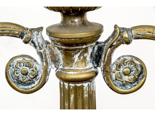 Neoclassical Brass Tiered Five Light Candelabra