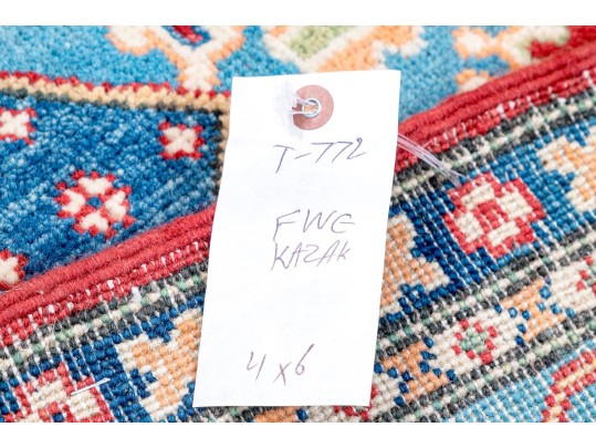 Hand Knotted Wool Pakistan Kazak Room Size Carpet, 6' X 4', New