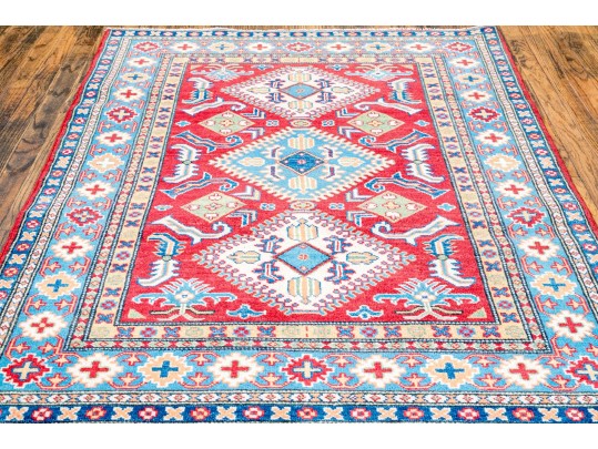Hand Knotted Wool Pakistan Kazak Room Size Carpet, 6' X 4', New