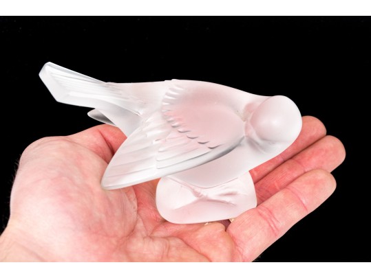 French Lalique Frosted Crystal Sparrow 