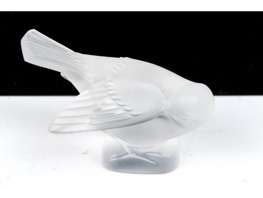 French Lalique Frosted Crystal Sparrow 