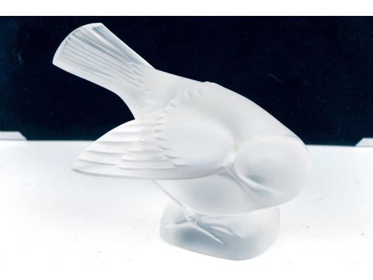 French Lalique Frosted Crystal Sparrow 