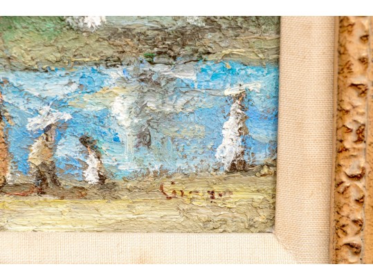 Signed Impressionist Style Painting On Canvas, Landscape With Lighthouse