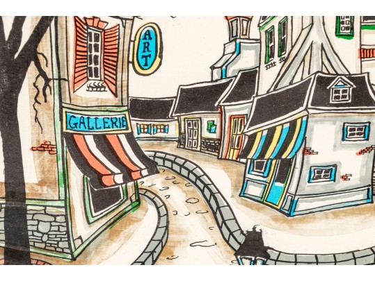 Jacquest ,Pencil Signed Ltd Ed Print, Surrealist Rural Town