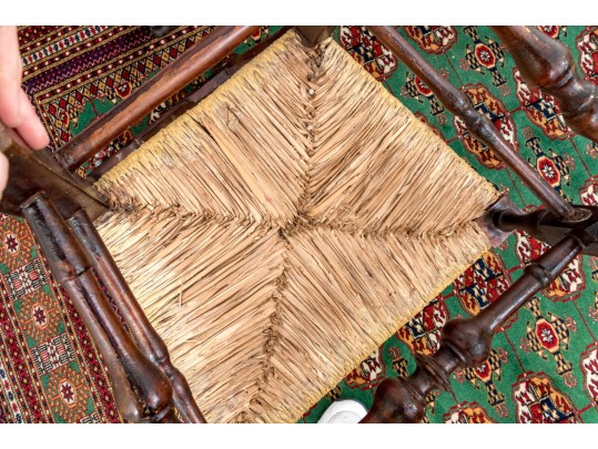 Assembled Group Of Three Side Chairs With Rush Seats