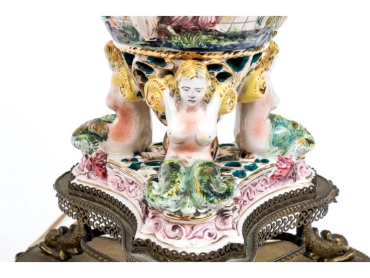 Italian Capodimonte Hand-painted Majolica Table Lamp