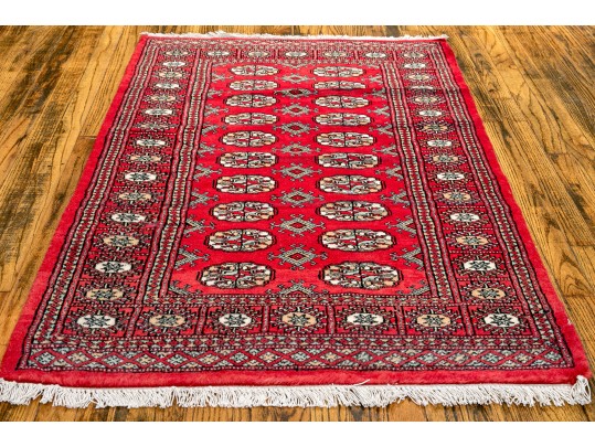 Hand Knotted Wool Pakistan Bokara Mat, 3'-1