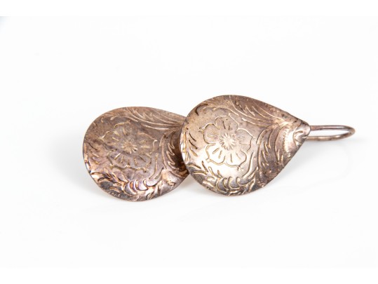 Sterling Silver Assorted Lot Of Pretty Chased Floral And CZ Motif Earrings