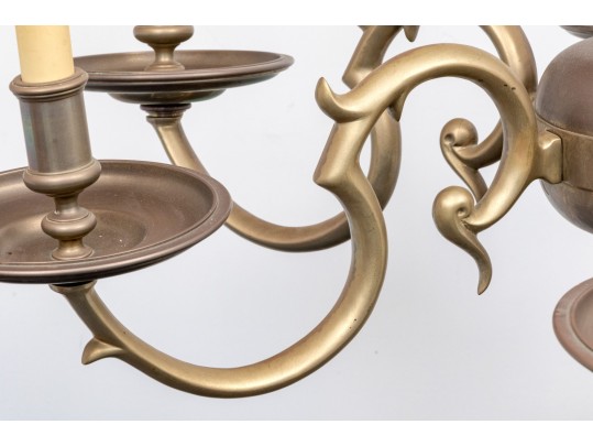 Substantial Brass Six Light Chandelier