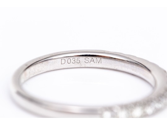 14k White Gold Pretty Round Diamond Prong Set Band Ring, App. 0.35 TCW, Size 7+