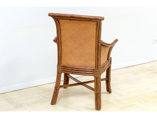 Set Of Three Faux Bamboo And Rattan And Woven Back Armchair - Frames