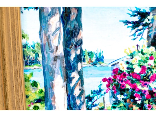 Heather Hedin Peacock (American, 20th-21st C.) Two Acrylics On Board, Floral Compositions