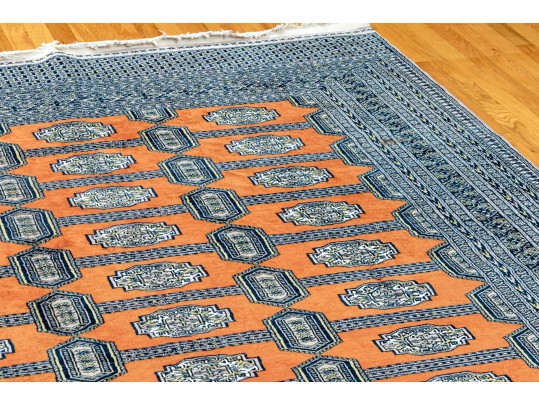 Signed Quality Hand-Knotted Wool Bokhara-Style Carpet, 9'-3 1/2