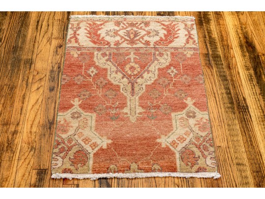 Arts And Crafts Style Hand Knotted Wool Mat, 2' X 3', New