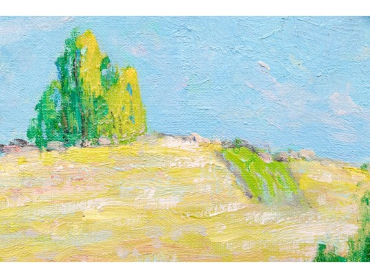 Gilt Framed Oil On Canvas, Cottage In The Woods