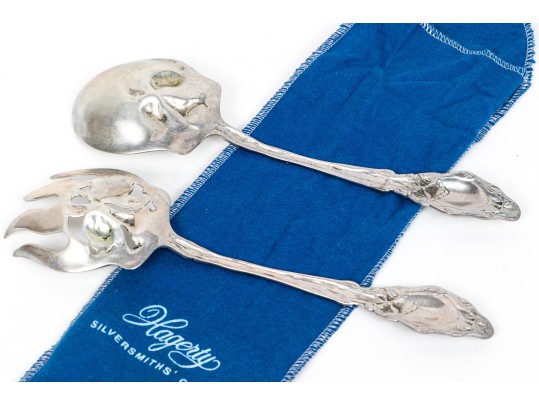 Pair Of Antique Sterling Silver Serving Fork And Spoon    8.620 Troy Ozs. 