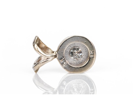 14k Yellow Gold Simple Diamond Solitaire Buttercup Pendant, App. 0.14 CTS