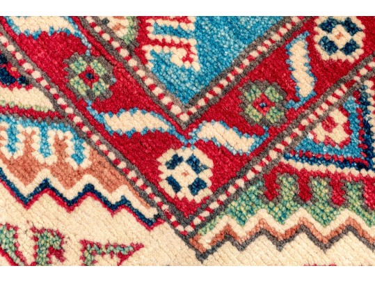 Hand-knotted Wool Kazak Accent Carpet, 3'-8
