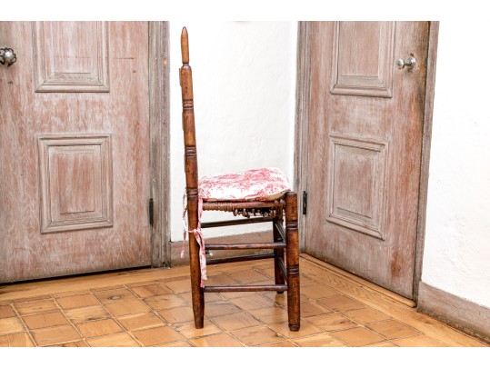 New England Maple Queen Anne Ladder Back Side Chair, 18th Century