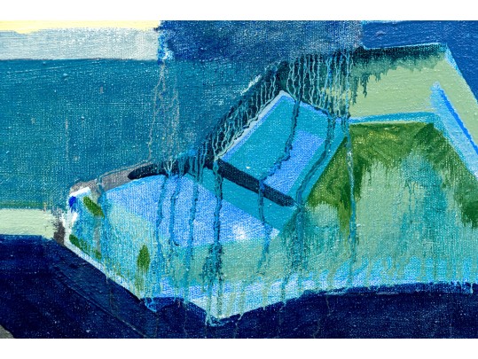 Expressionist Style Oil On Canvas, Figural Cityscape