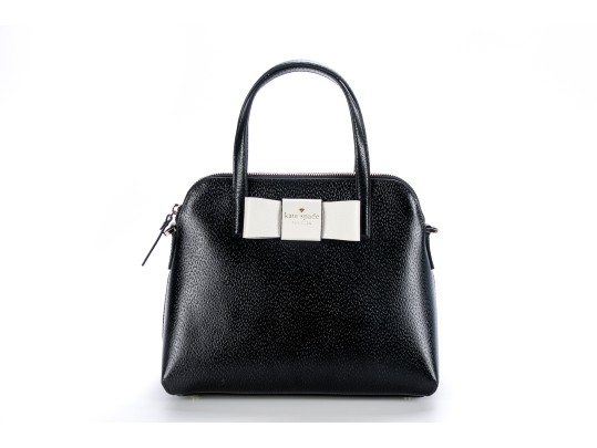 Kate Spade Matthews Street Black Leather And White Bow Top Handle Bag, NWT, Retail $328