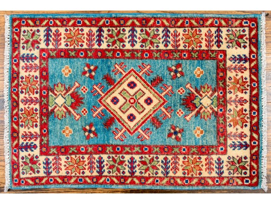 Hand Knotted Wool Pakistan Kazak Mat, 2' X 3', New