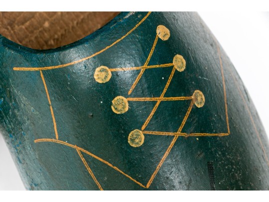 Vintage Carved And Painted Wooden Clogs