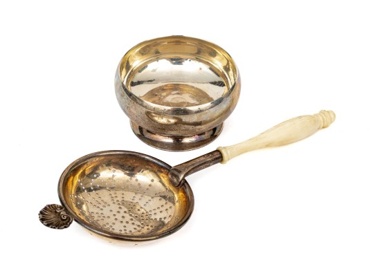 English Sterling Silver Tea Strainer Set