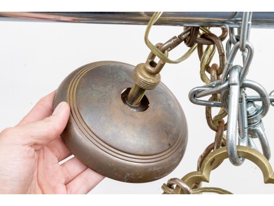 Substantial Brass Six Light Chandelier