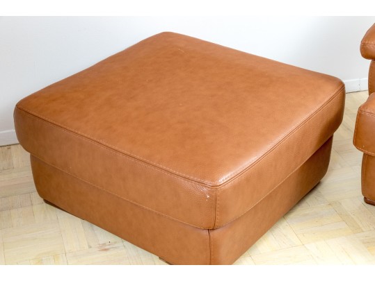 Bianchi & Co. Italian Leather Club Chair With Ottoman