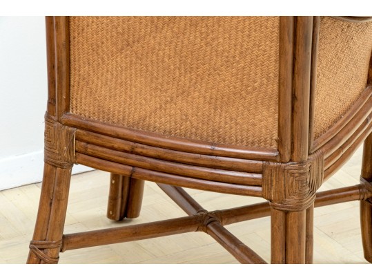 Set Of Three Faux Bamboo And Rattan And Woven Back Armchair - Frames