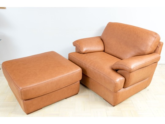 Bianchi & Co. Italian Leather Club Chair With Ottoman