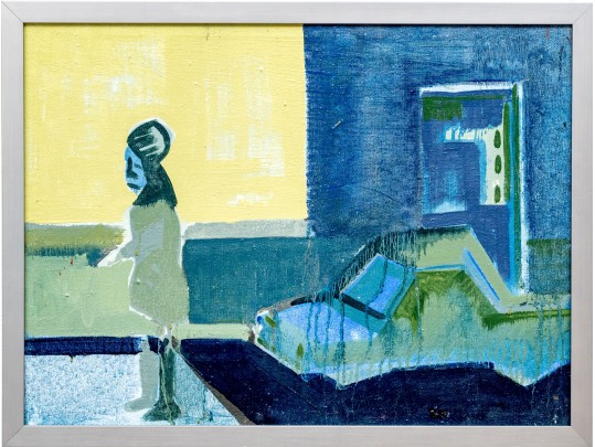 Expressionist Style Oil On Canvas, Figural Cityscape