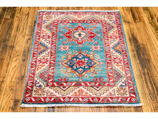 Hand Knotted Wool Pakistan Kazak, 3'-10