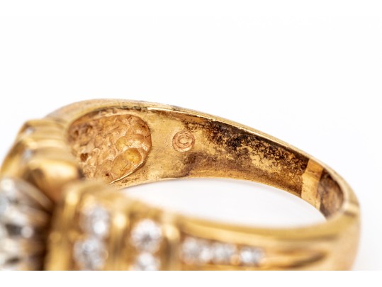 10k Yellow Gold Marquise Profile Round Channel Diamond Ring, App. 0.74 TCW, Size 6.75