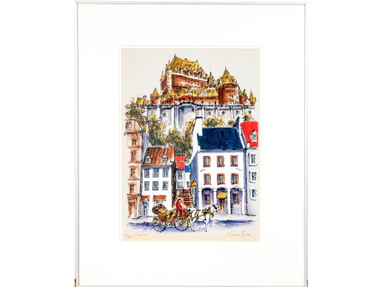 Claude Roy Ltd Ed. Print On Canvas Board, Building Facade With Horse And Carriage