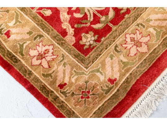 Hand Knotted Wool Indian Carpet, 10’ X 8’