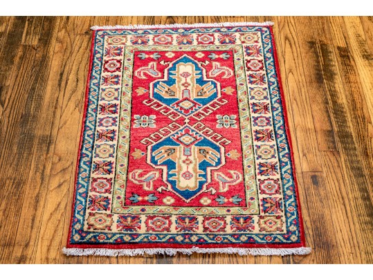 Hand Knotted Wool Pakistan Kazak Mat, 2' X 3', New