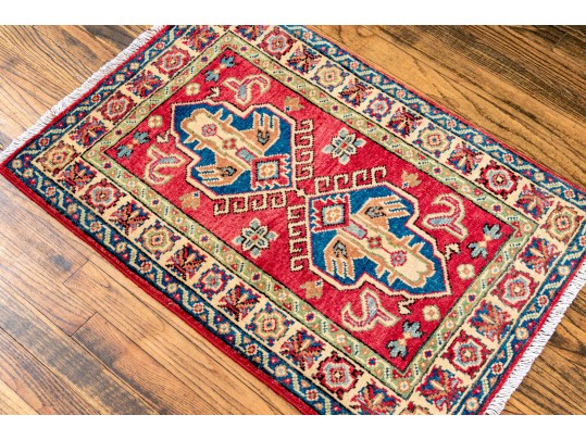 Hand Knotted Wool Pakistan Kazak Mat, 2' X 3', New
