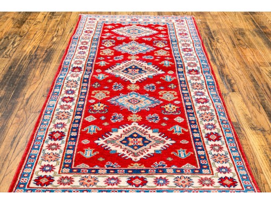 Hand-knotted Wool Pakistan Kazak Runner, 6'-5