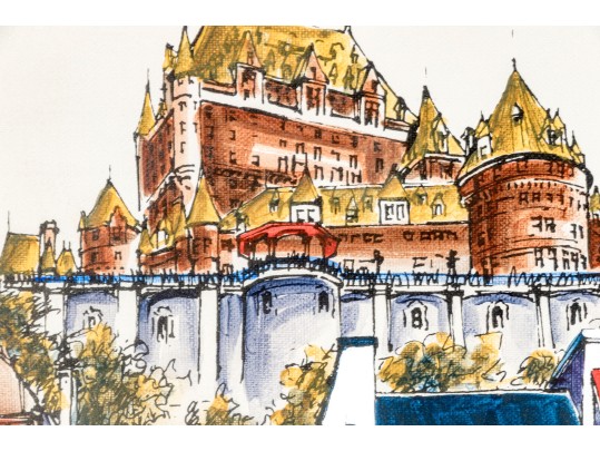 Claude Roy Ltd Ed. Print On Canvas Board, Building Facade With Horse And Carriage