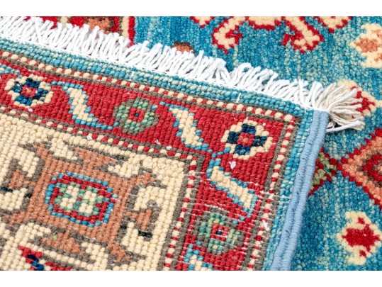 Hand-knotted Wool Kazak Accent Carpet, 3'-8